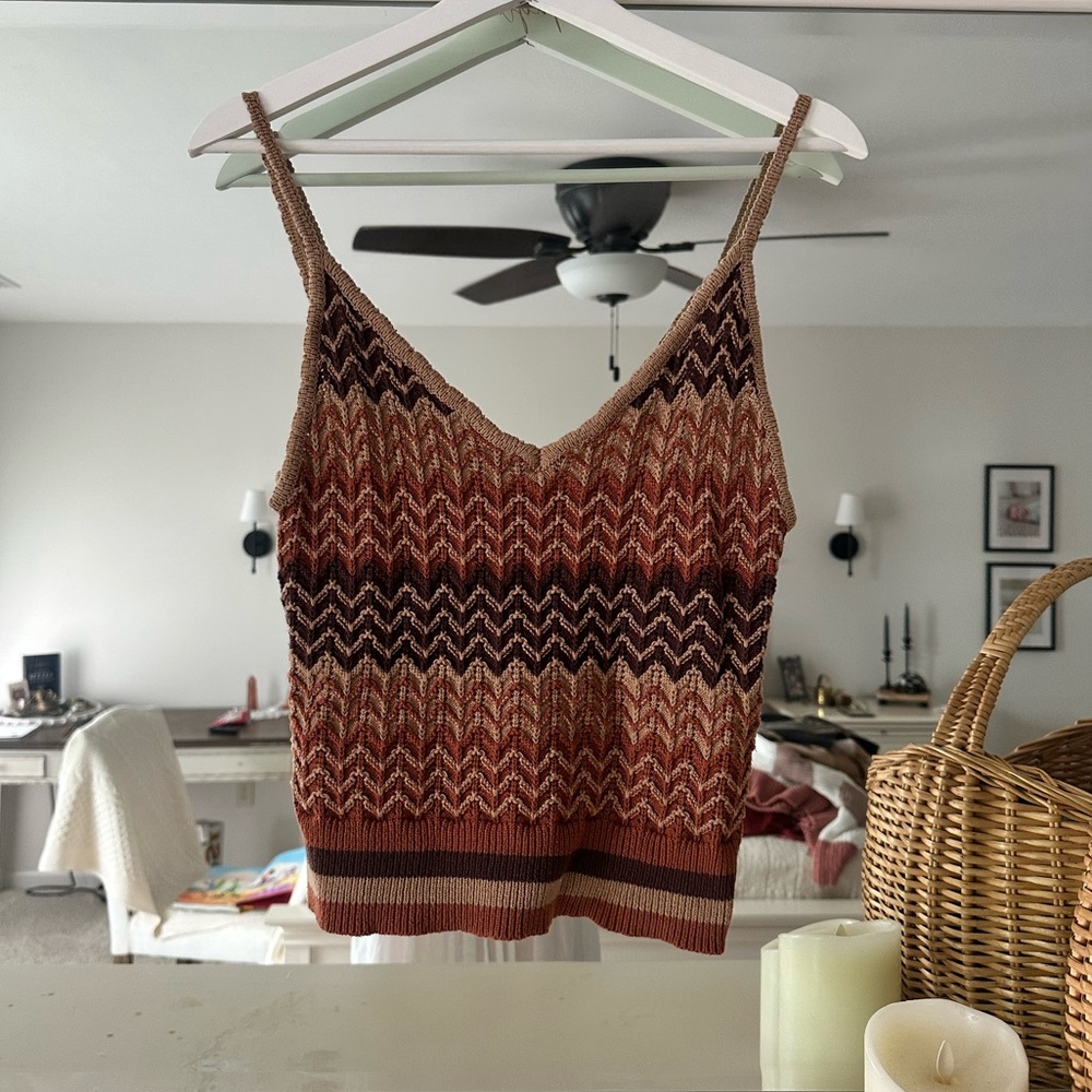 Brown Zigzag 70’s inspired Knit Tank Top